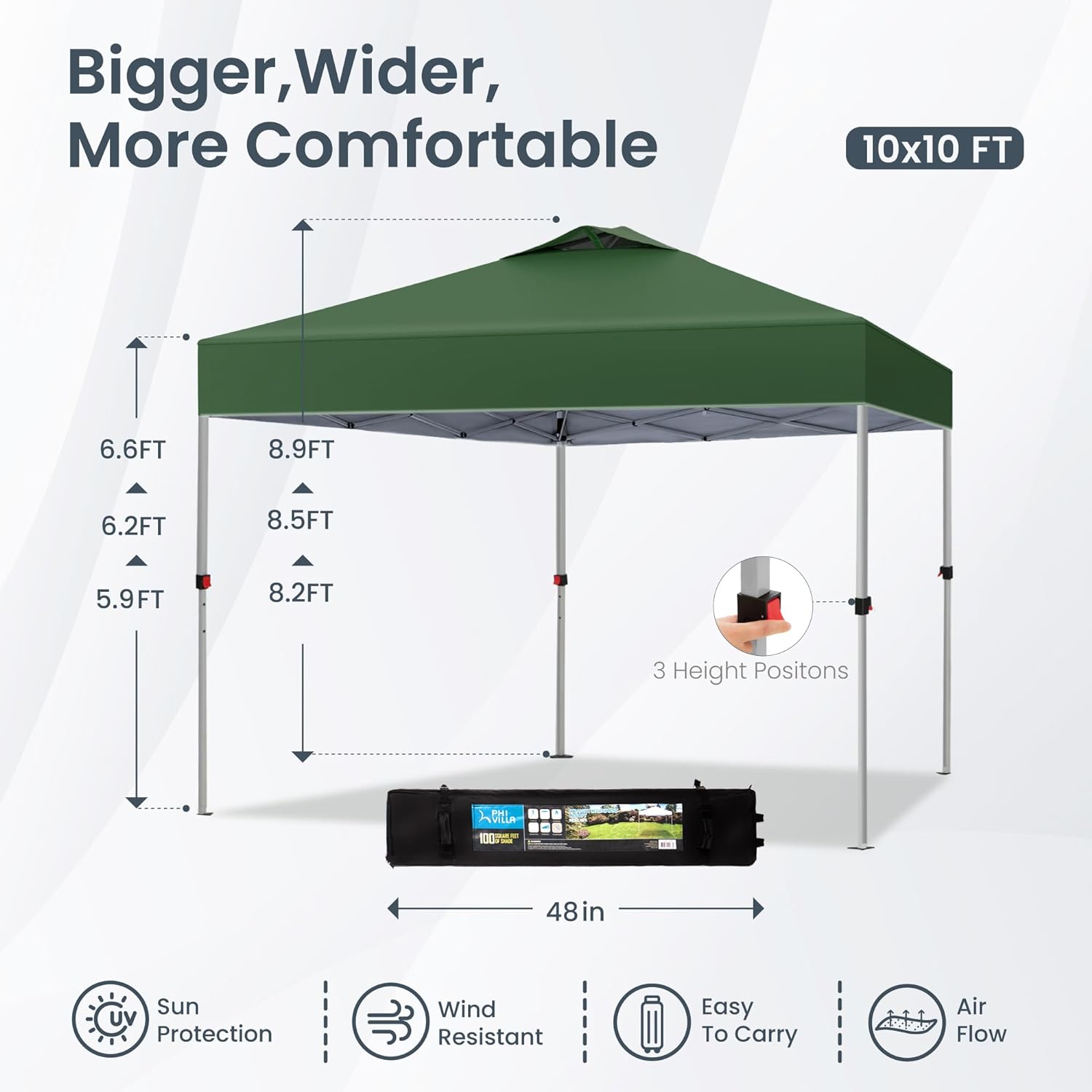 PHI VILLA - Toldo parasol con bloqueo UV de 4 x 4 m con kits de herramientas, pantalla de cenador para patio al aire libre, eventos de jardín-toallita mágica esponja