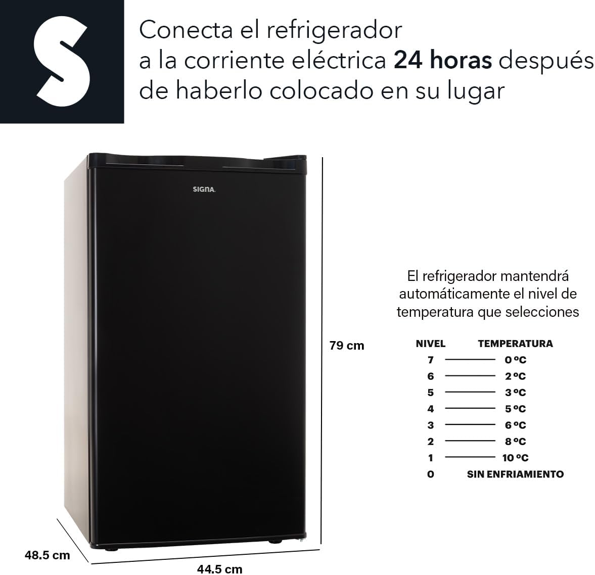 SIGNA Frigobar 90.4L (3.2 pies cubicos) Mini Refrigerador Compacto Negro Refrigerador Pequeño Con congelador de Acero Inoxidable Ideal Para Espacios Pequeños Frigobar Mini Multifuncional (90.4 Litros)