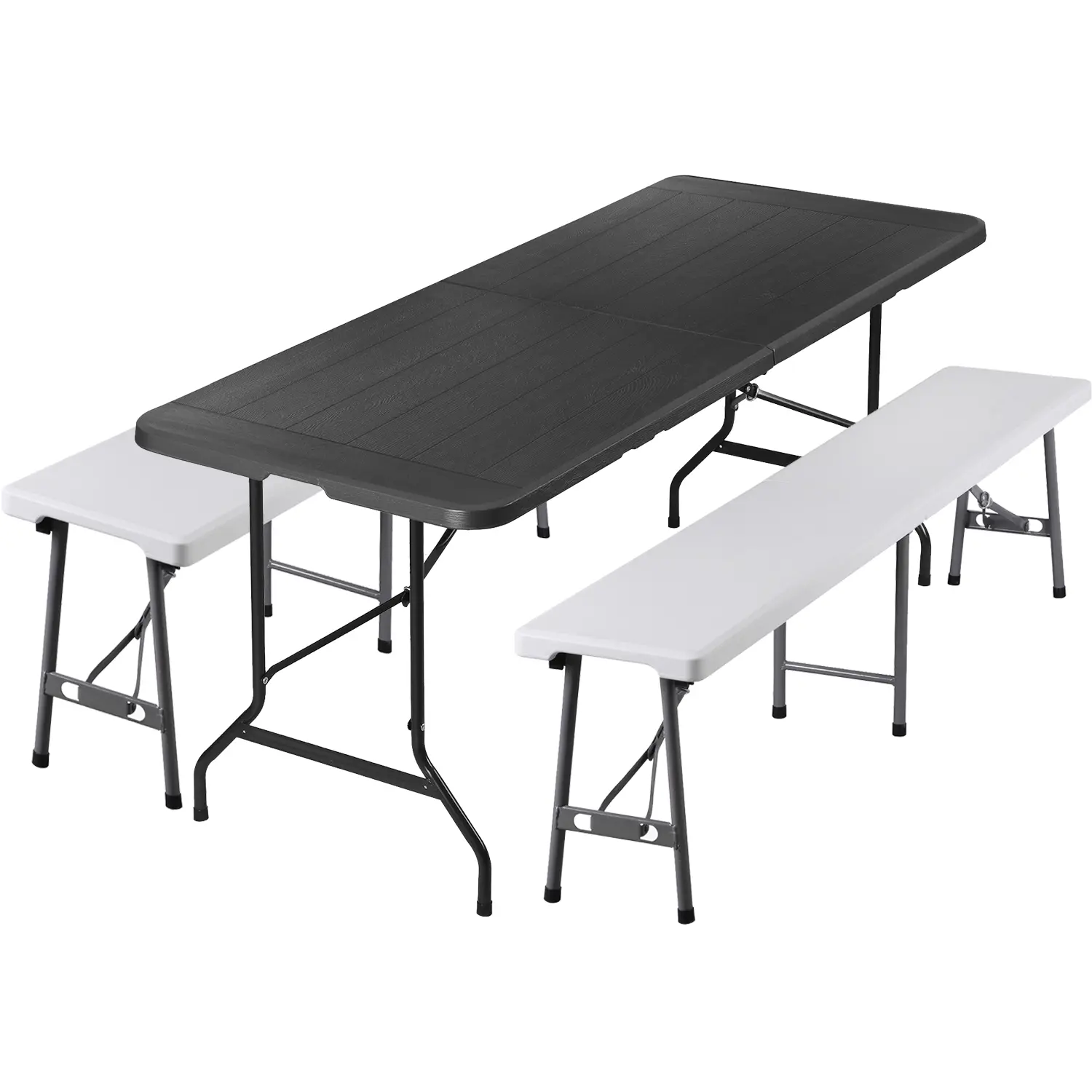 Mesa Plegable de 1.8 m con 2 Bancos, HDPE Impermeable, Soporta 159 kg, para Camping, Picnic y Exteriores