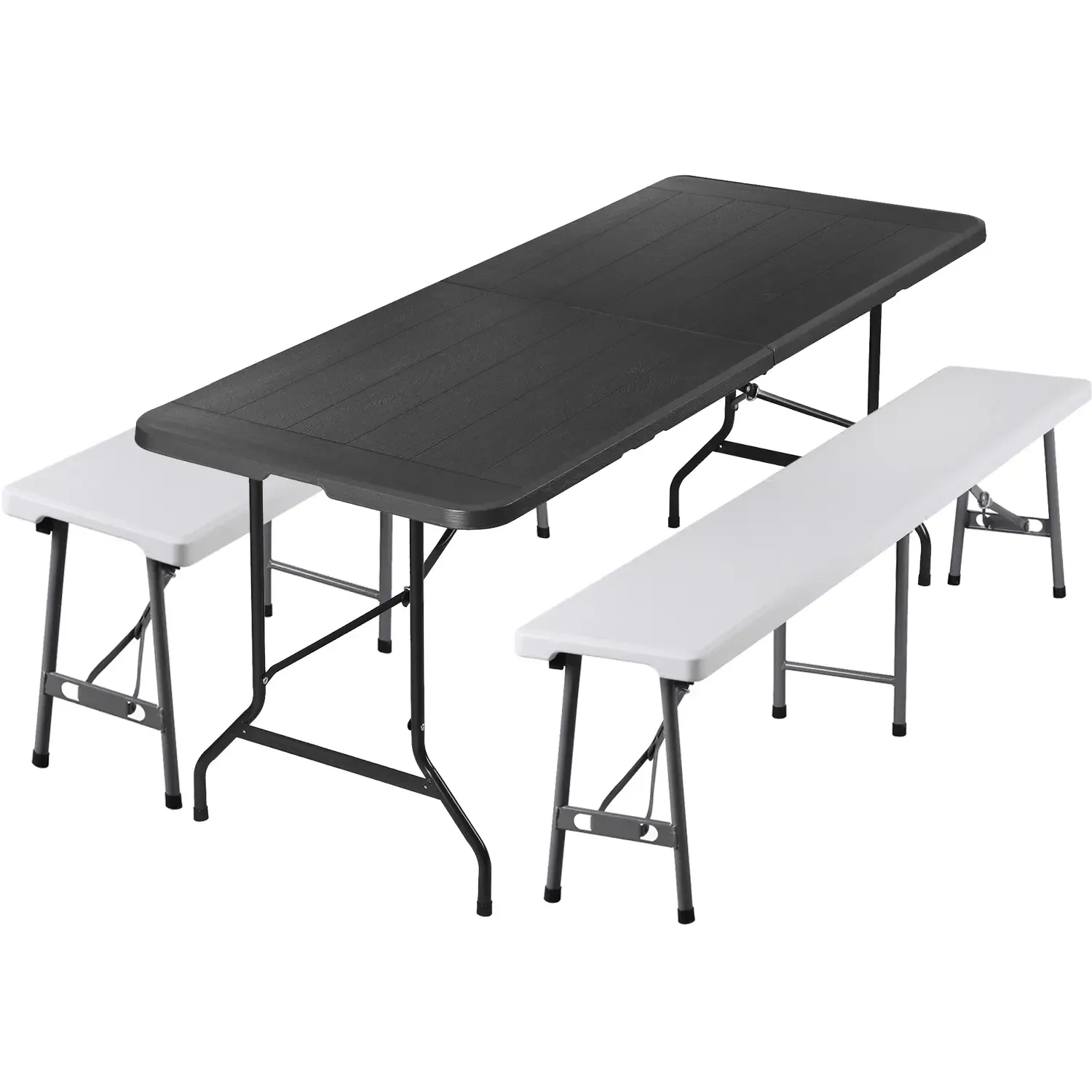 Mesa Plegable de 1.8 m con 2 Bancos, HDPE Impermeable, Soporta 159 kg, para Camping, Picnic y Exteriores