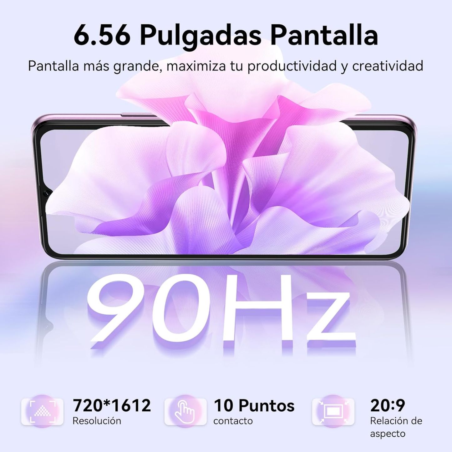 CUBOT Celular A10, Android 14 Smartphone Desbloqueado con Batería de 5100mAh,12(4+8 Extendido) GB RAM 128GB ROM,6.56" HD+ Pantalla Teléfono 48MP Principal Cámara,90Hz/5G WiFi/Face ID