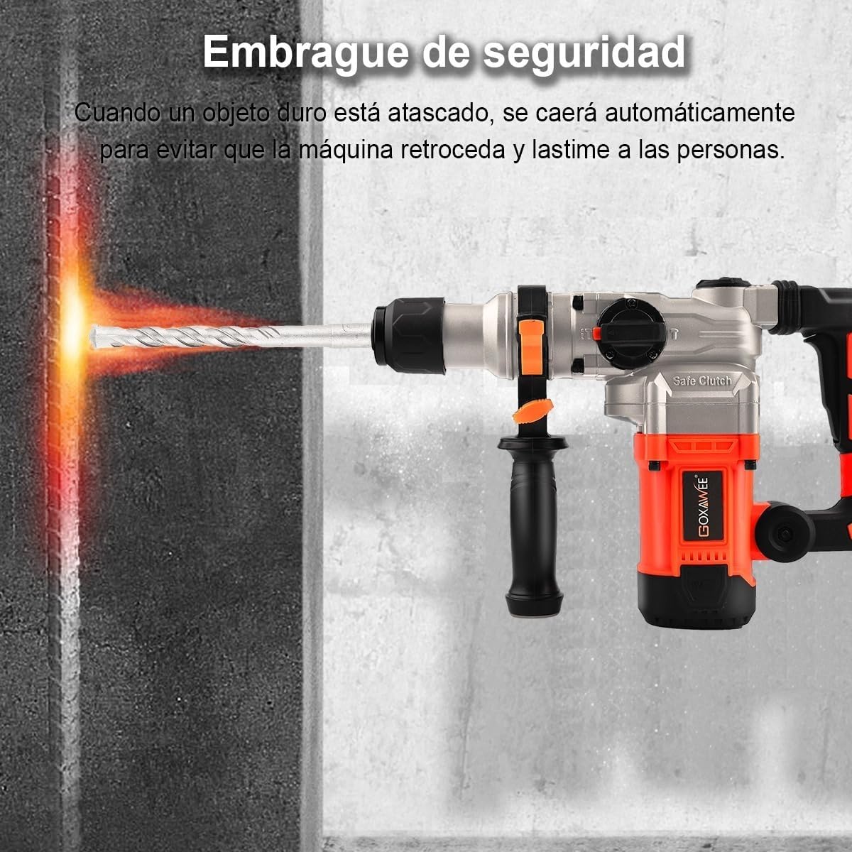 GOXAWEE Kit De 1600W Rotomartillo Cincelador Perforador, 1050RPM, SDS-Plus Con Maletín De Transporte, Taladro de martillo giratorio para Martillar Hormigón, Cavidades de Paredes
