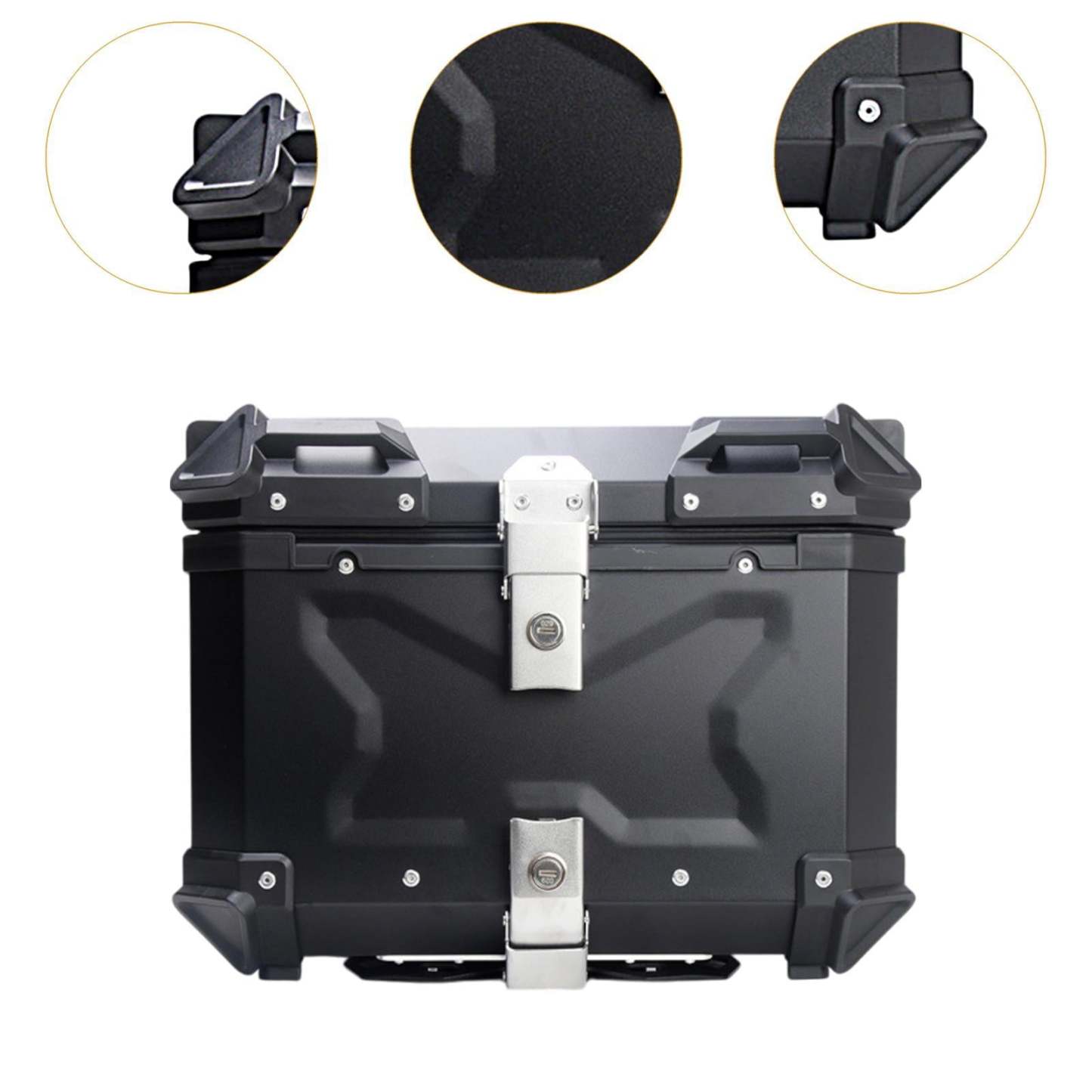 Baúl de motocicleta genérico, caja trasera, organizador de aluminio a prueba de golpes, caja para casco, baúl de almacenamiento de equipaje para 45L Plata