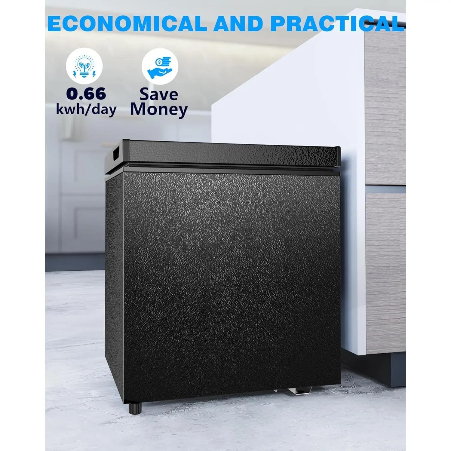 ❄️Congelador horizontal COWSAR de 1,8 pies cúbicos: un electrodoméstico de cocina independiente de carga superior con cesta de almacenamiento extraíble, desagüe inferior para descongelación y termostato ajustable; compacto e ideal para congelar en apartam