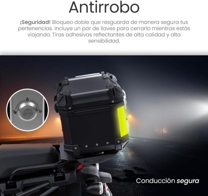 Raganet, Cajuela Profesional para Motocicletas, Maletero de Moto con Interior Forrado de Vinil, Cerradura de Doble Bloqueo, Esquinas Reforzadas, Medidas: 42cm X 34cm, Incluye Material de Montaje