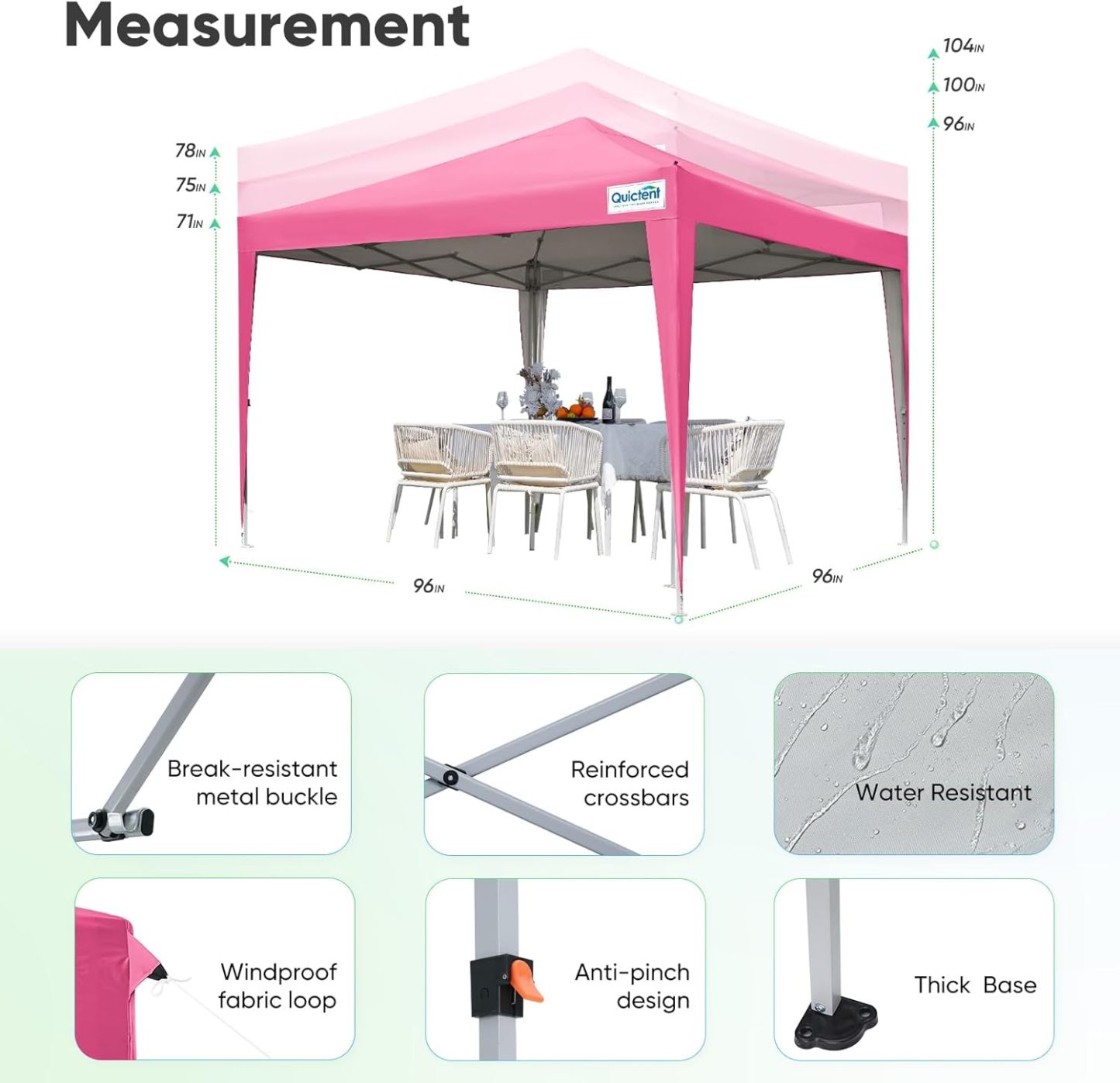 Quictent - Tienda de campaña desplegable de privacidad de 10 x 10 pulgadas con paredes laterales y ventanas ventiladas enrollables, configuración para una persona, fácil refugio para eventos