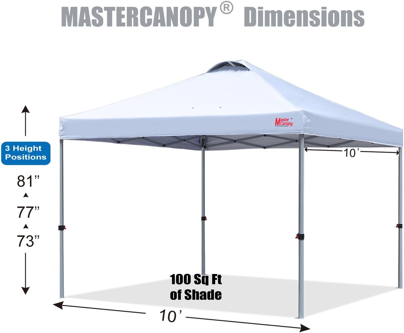 MASTERCANOPY - Tienda de campaña Comercial instantánea con Bolsa con Ruedas, 4 Sacos de Arena para toldo, 4 estacas (Blanco)