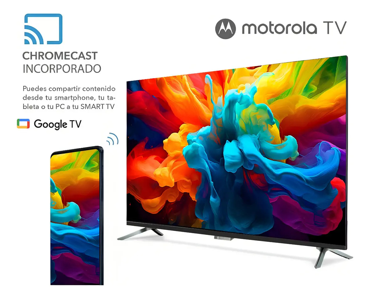 Smart Tv Pantalla 65 Pulgadas Motorola Google Tv Qled 4k Televisor Bluetooth WiFi HDMI USB AV