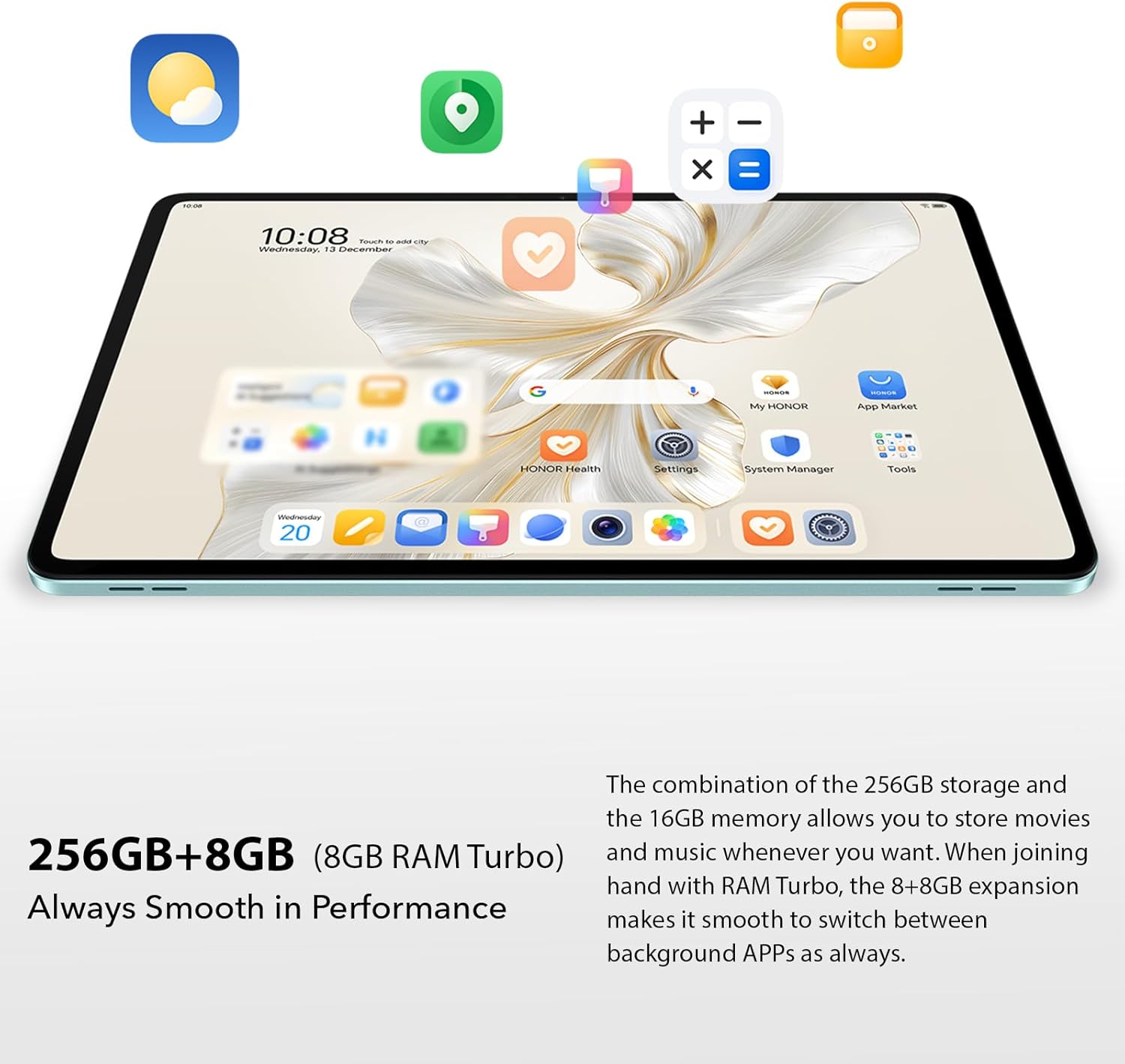 HONOR Pad 9 8GB 256GB Tablet, 12.1 Pulgadas 120Hz 2.5K Fullview Display, Snapdragon 6 Gen 1, 8 Altavoces, Cuerpo de Metal, Android 13, Google Service WiFi Tablet, Verde