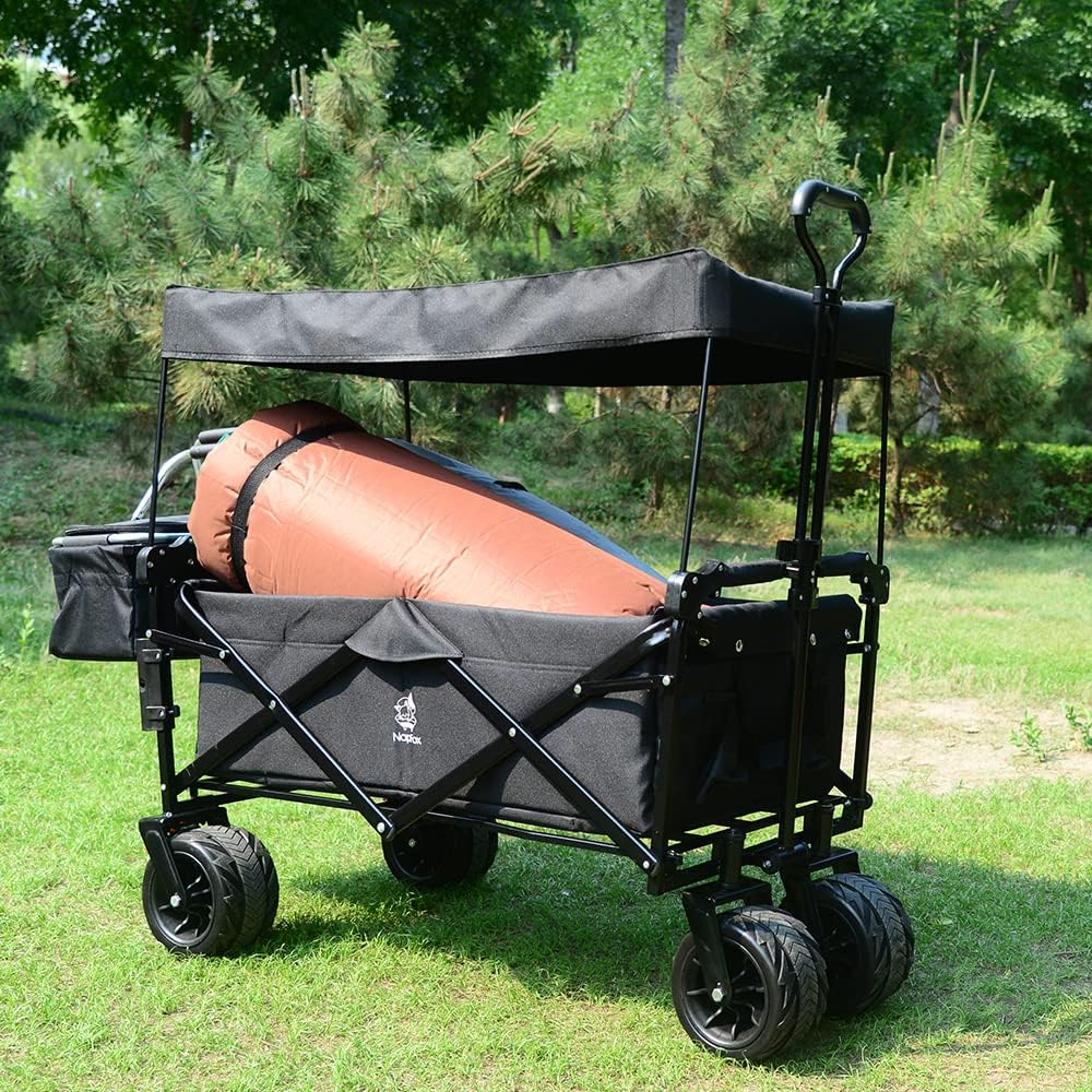 Bicicleta plegable resistente con parte superior extraíble, ruedas grandes de 4 pulgadas, frenos, mango ajustable, bolsa refrigeradora para jardín y playa al aire libre