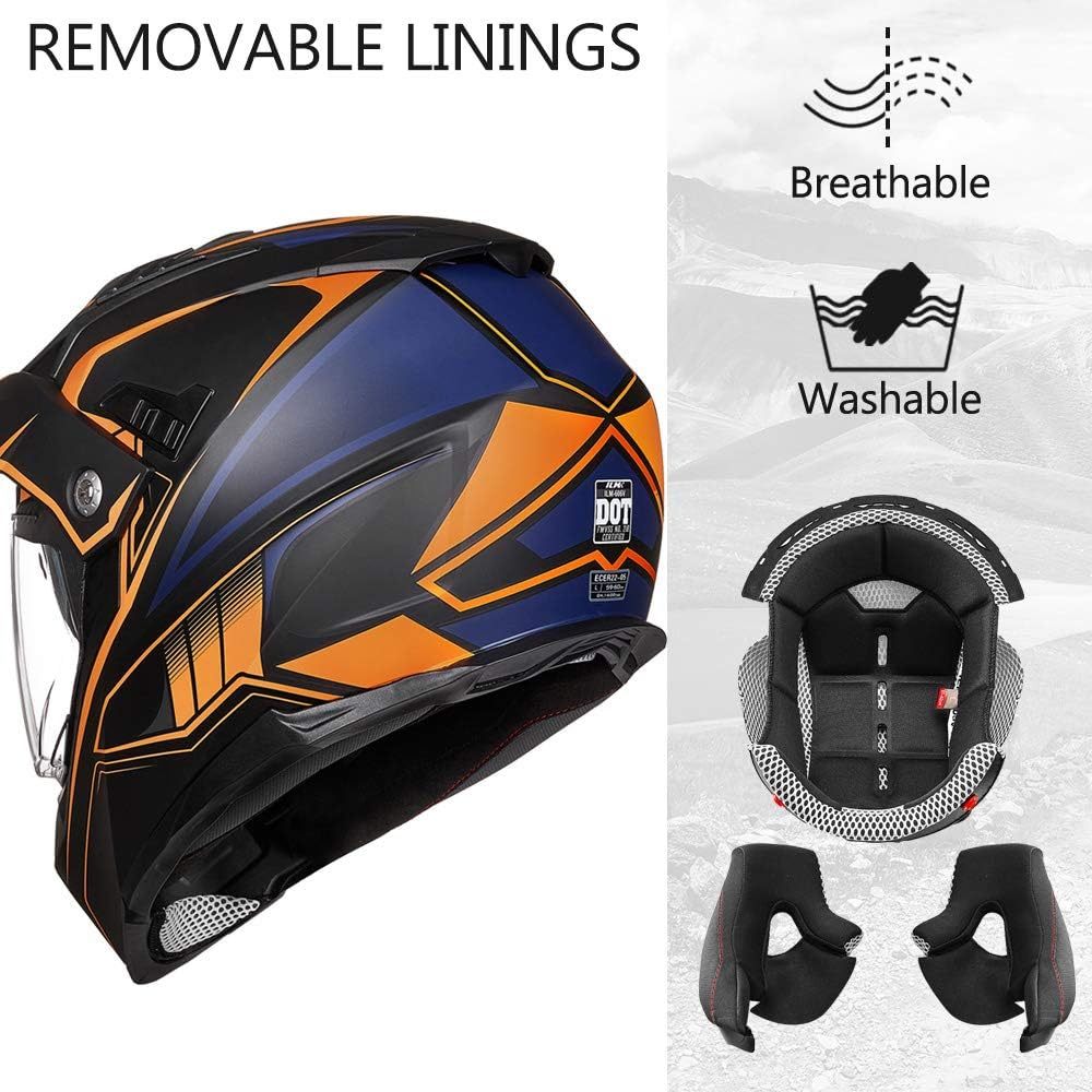 ILM - Casco deportivo doble para motocicleta, visor para el sol, casco para todoterreno, motocross, certificado por el DOT.