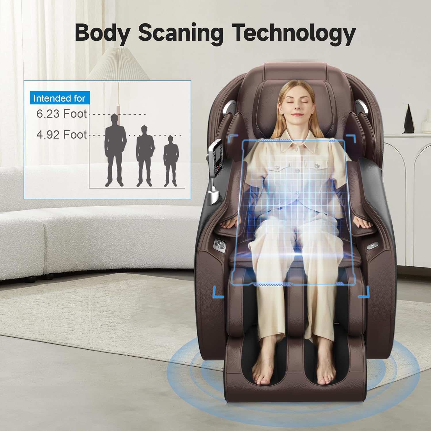 Real Relax - Silla de Masaje Favor-06, Cuerpo Completo Zero Gravity SL-Track Shiatsu Silla reclinable de Masaje con Control de aplicación, Color café