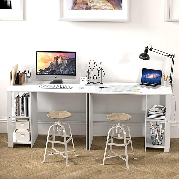 computadora para computadora con estantes, color blanco