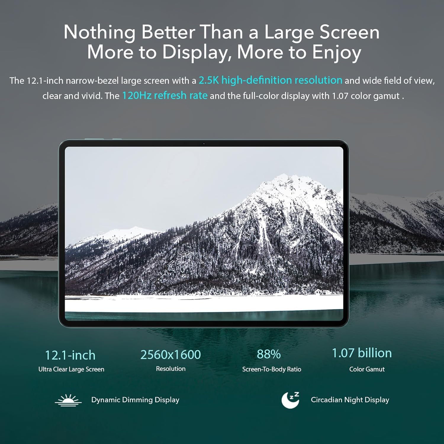 HONOR Pad 9 8GB 256GB Tablet, 12.1 Pulgadas 120Hz 2.5K Fullview Display, Snapdragon 6 Gen 1, 8 Altavoces, Cuerpo de Metal, Android 13, Google Service WiFi Tablet, Verde