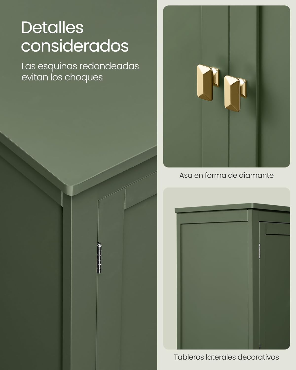 VASAGLE Mueble de Baño, Armario de Baño, Armario de Cocina, con 2 Puertas y 2 Cajones, Estantes Ajustables, 30 x 60 x 110 cm, Gris Paloma MBBC551G02