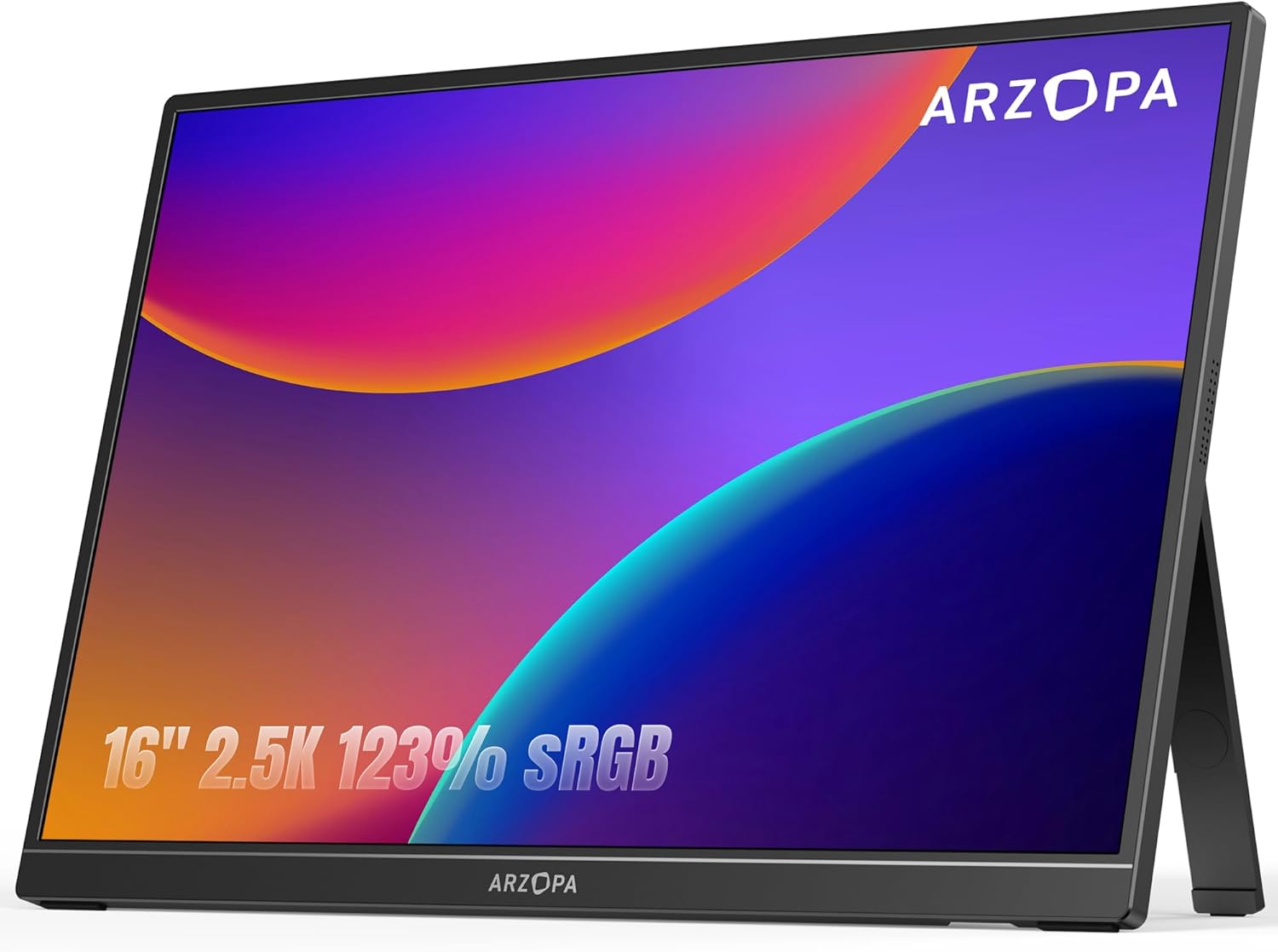 ARZOPA 2.5K Monitor portátil 16» 2560x1600 HDR Kickstand Display,8bit QHD USB-C HDMI Monitor portátil, 16:10 IPS Eye Care Segunda Pantalla Externa para Mac PC Teléfono PS4/5 Xbox - Z1RC