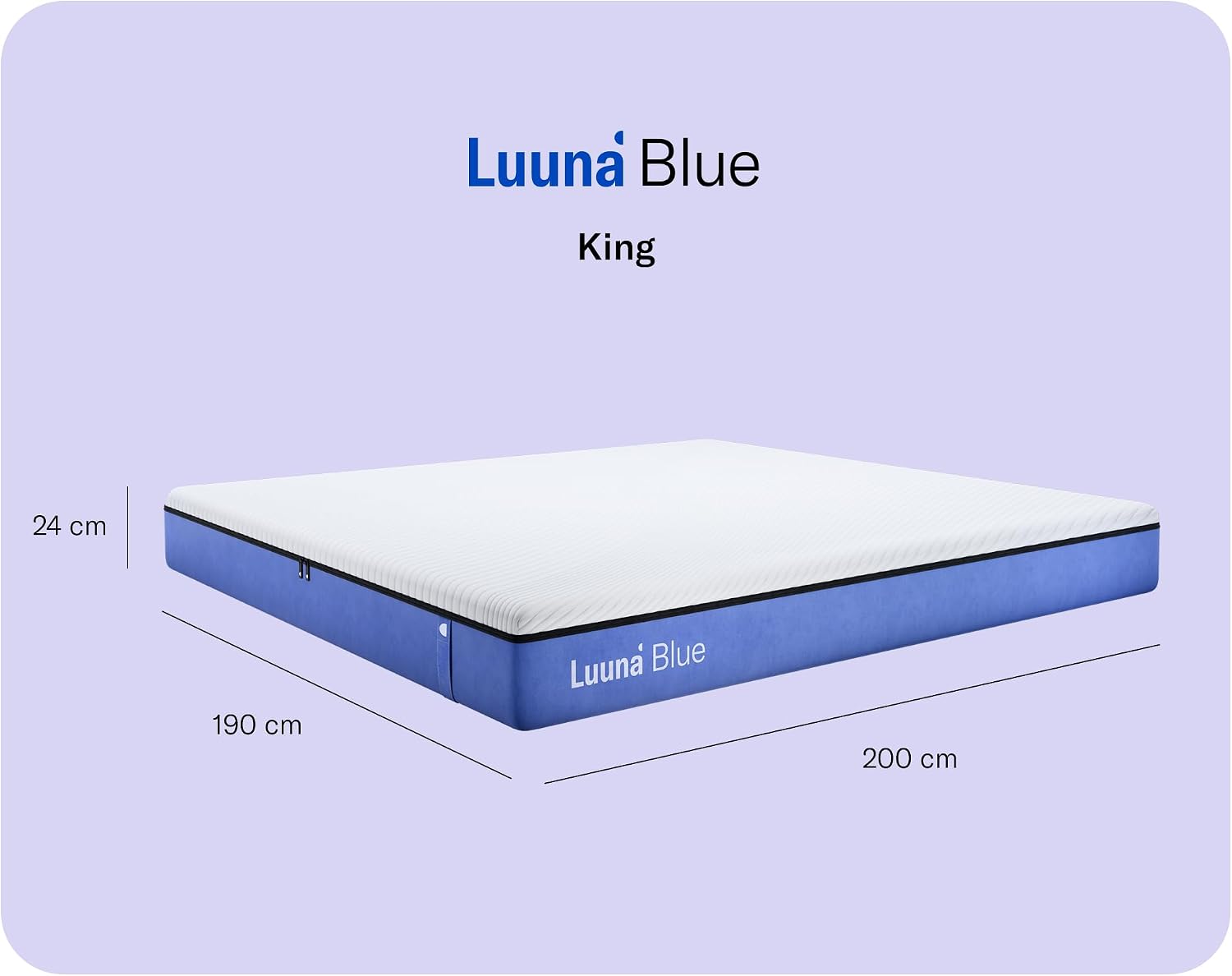 Colchón Luuna Blue + 1 base de cama + 2 almohadas ajustables de espuma viscoelástica