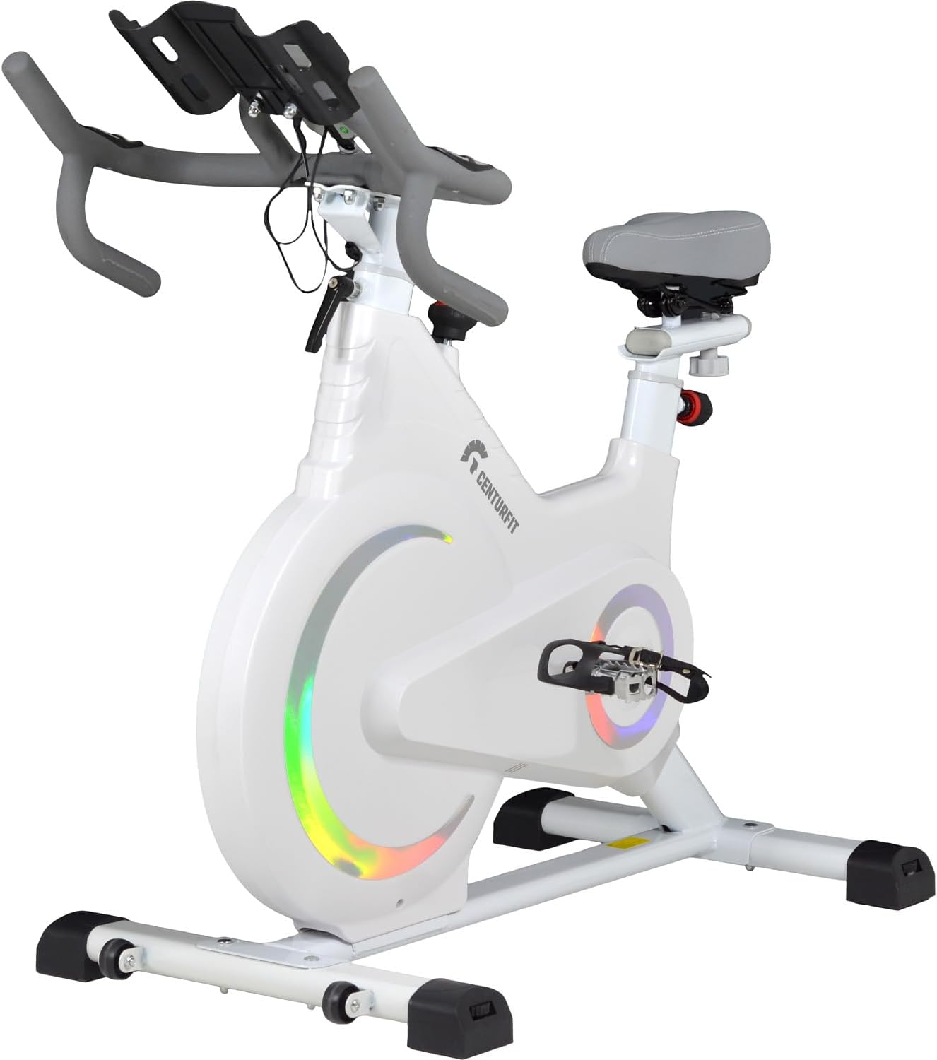 RACK & PACK Bicicleta Estatica con Resistencia Magnetica Spinning Silenciosa para Hogar Casa Gimnasio Gym Monitor Electrico 6 Finciones Ajuste de asiento y Manubrio Bici Fija Spin Soporta 100 Kg
