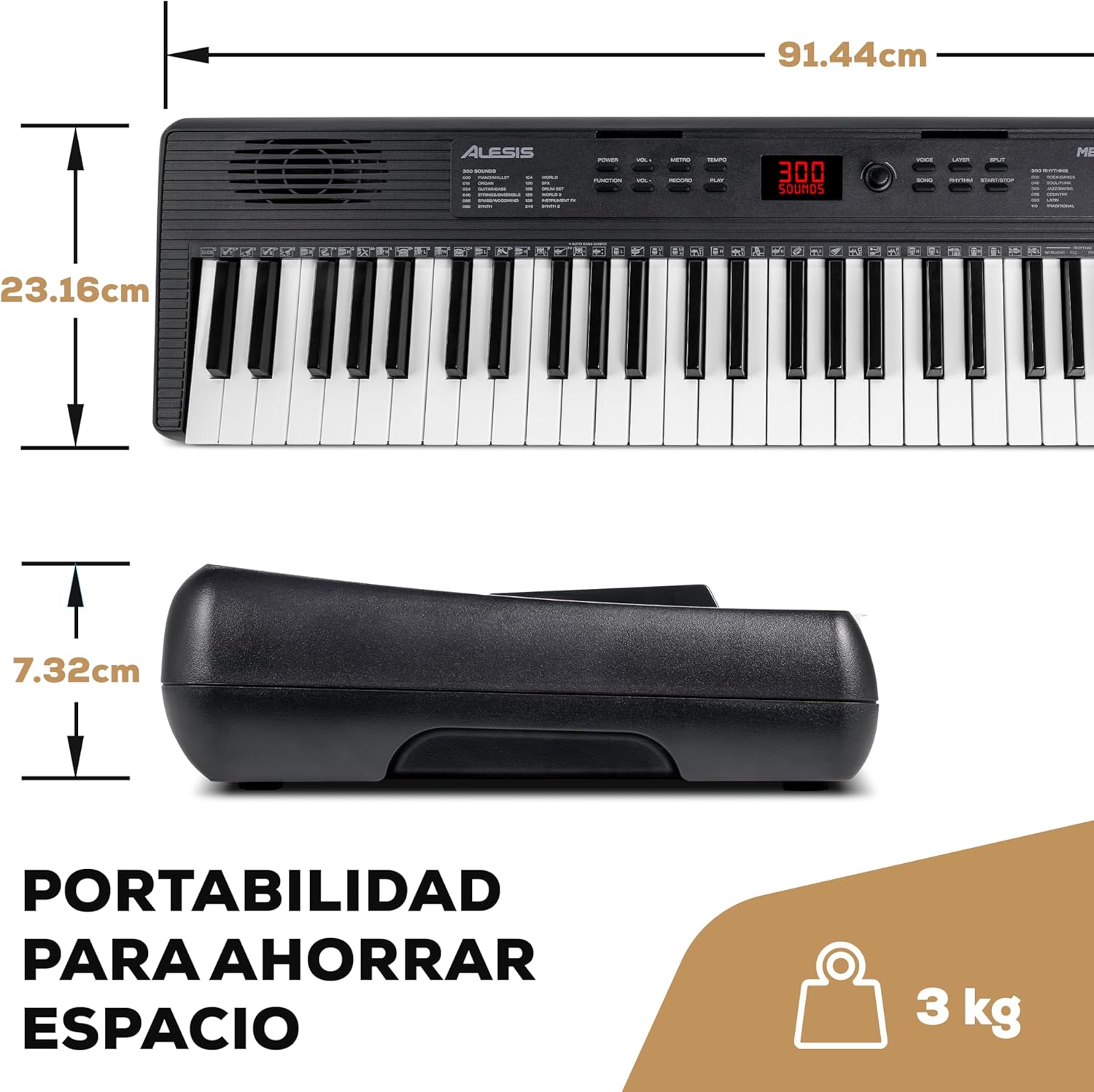 Alesis Melody 61 MK4 Teclado Piano Eléctrico para Principiantes con 61 Teclas, Altavoces, Soporte, Banqueta, Auriculares, 300 Sonidos y Lecciones de Música