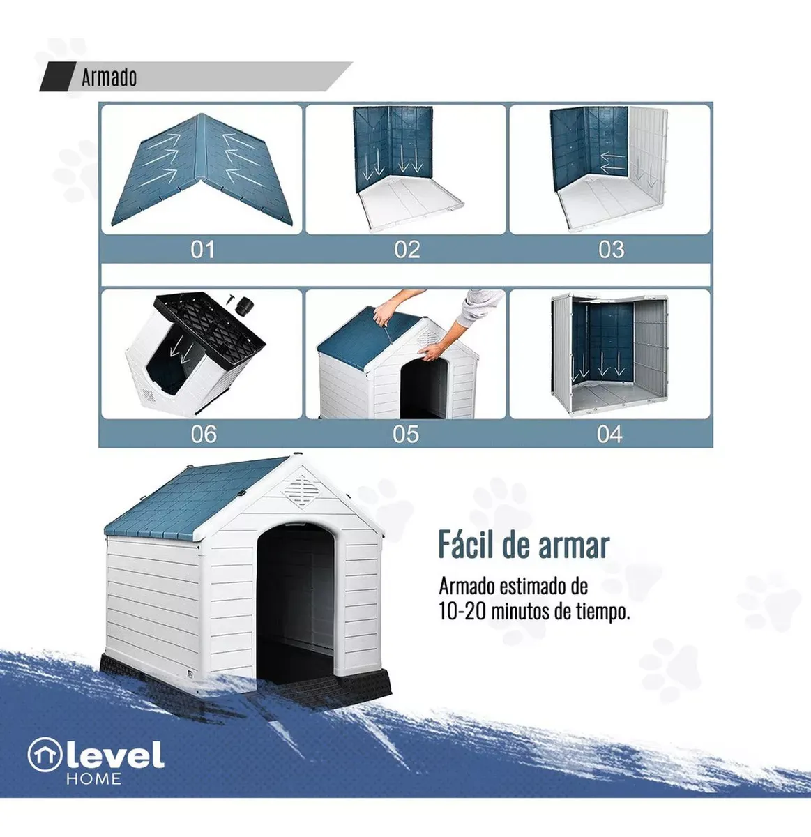 Casa De Plástico Exterior Térmica Raza Grande 97cm Color Azul