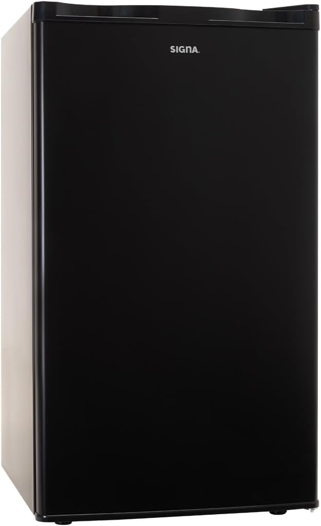 SIGNA Frigobar 90.4L (3.2 pies cubicos) Mini Refrigerador Compacto Negro Refrigerador Pequeño Con congelador de Acero Inoxidable Ideal Para Espacios Pequeños Frigobar Mini Multifuncional (90.4 Litros)