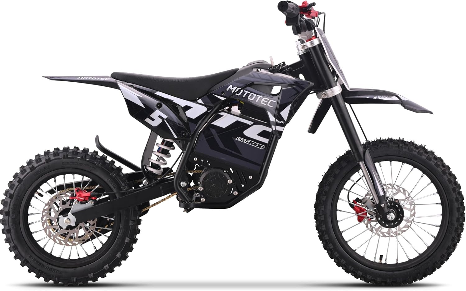 MotoTec 60v 2000w Pro - Bicicleta eléctrica de la Suciedad (Litio), Color Gris