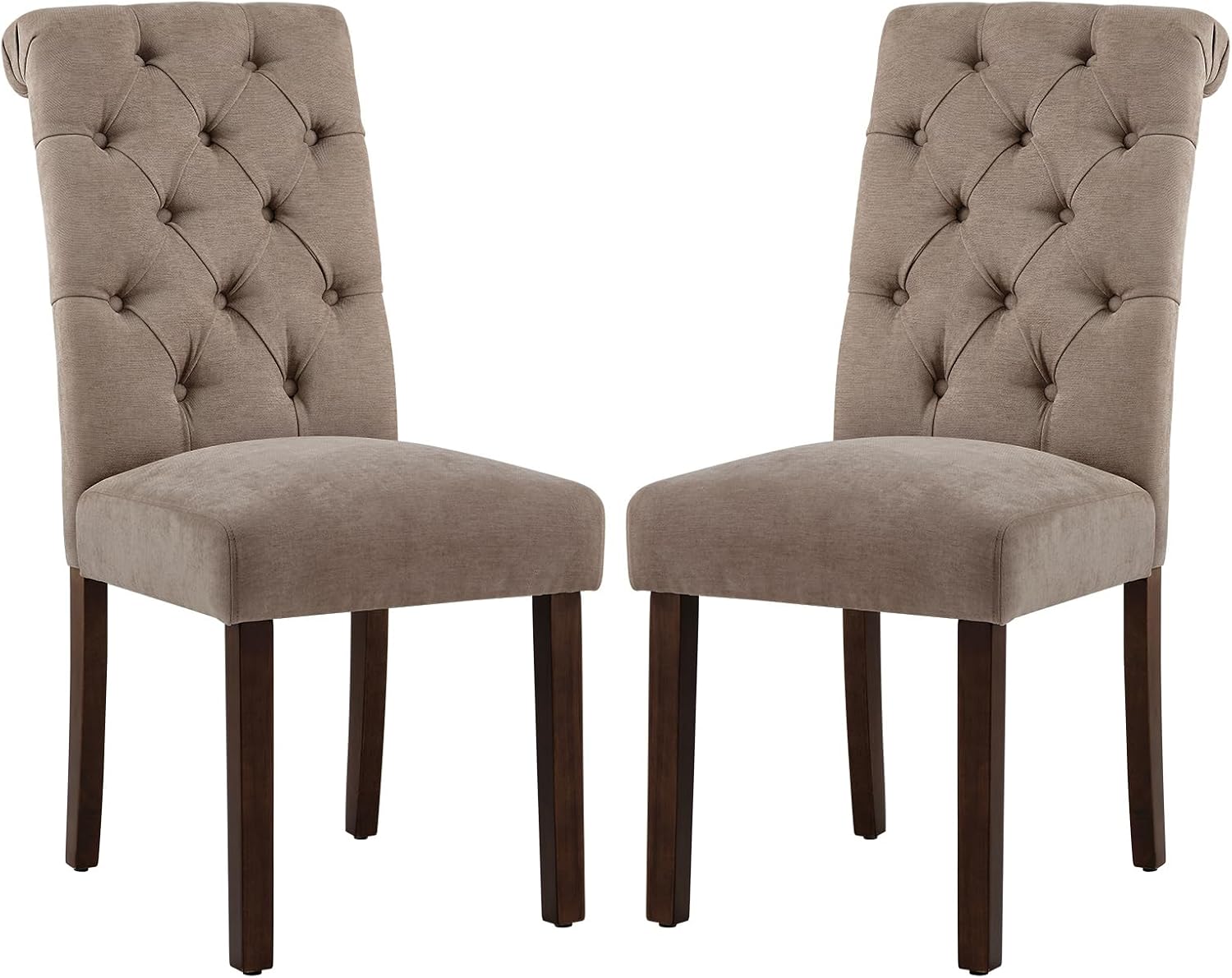 COLAMY - Juego de 6 sillas de Comedor con Botones y tapizadas, con Patas de Madera Maciza y Asiento Acolchado para Comedor, Cocina, Color Gris