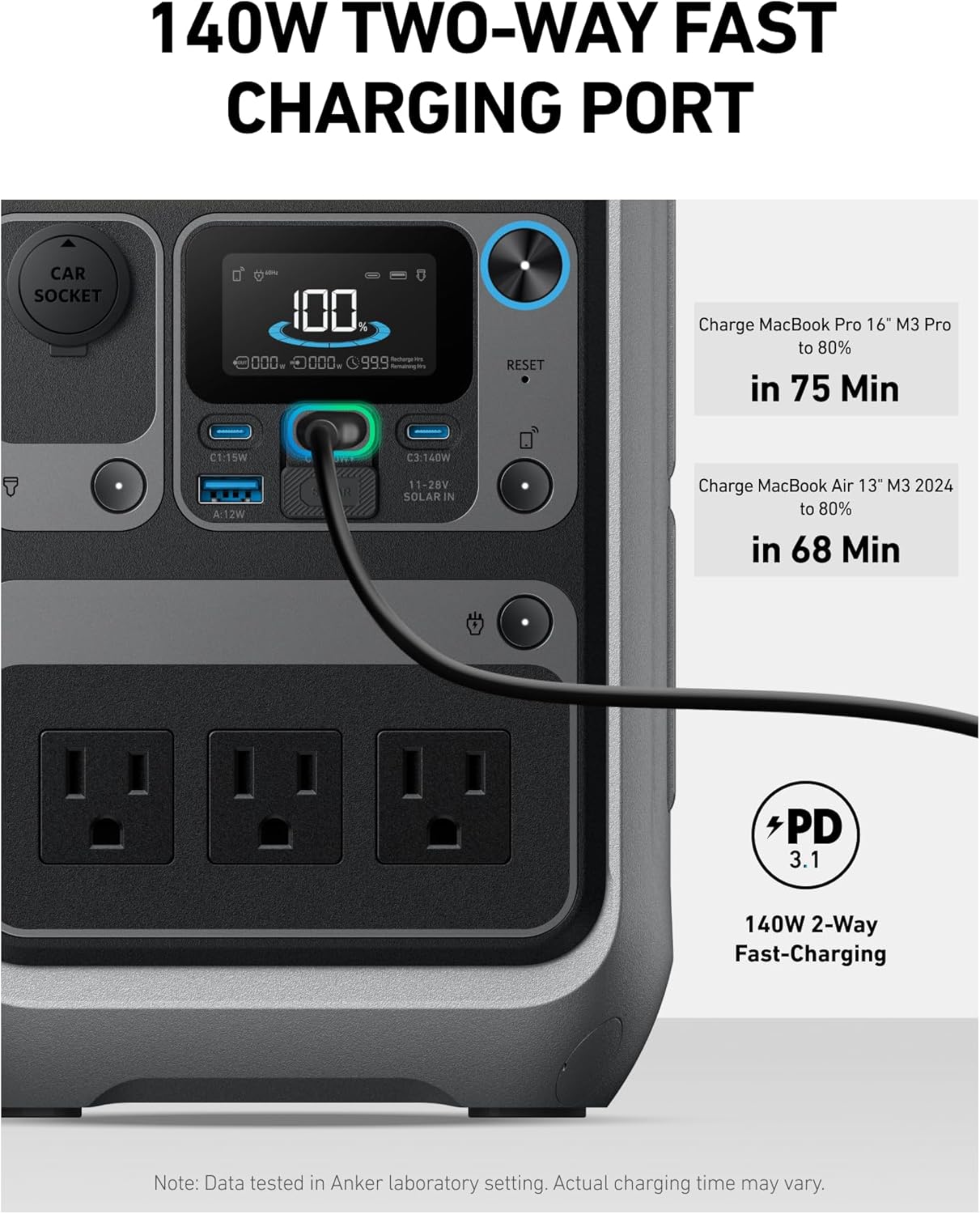 Anker - Estación de energía portátil SOLIX C300, batería LiFePO4 de 288 Wh, generador solar de 300 W (600 W), carga rápida bidireccional de 140 W, para acampar al aire última intervensión, viajes y
