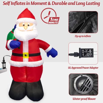 Danxilu 1.83M Arbol de Navidad Inflable con Papá Noel Perro Decoraciones al Aire Libre, Inflables Navidad Arbol Santa Claus para el Patio Inflables Navideños Decoración Iluminada con Leds