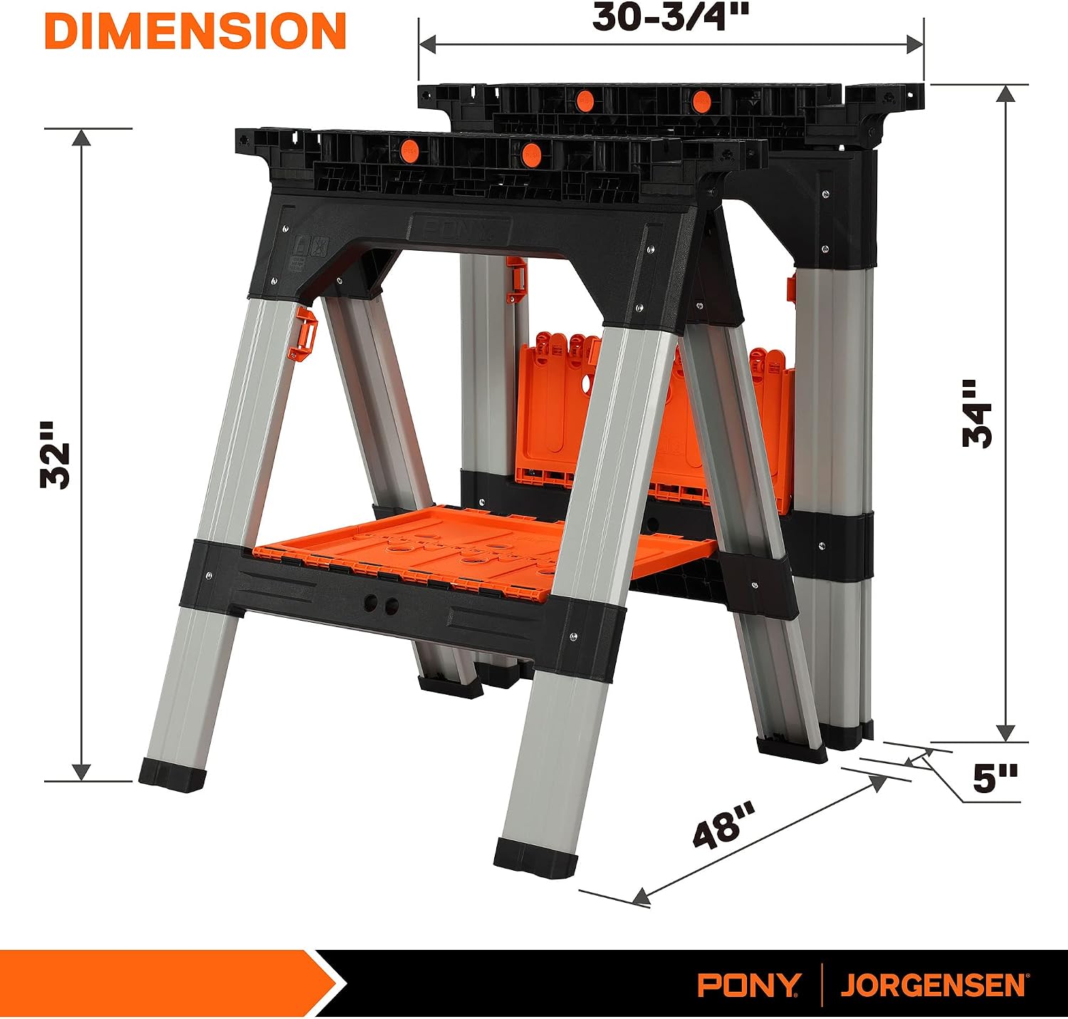 PONY Caballetes de Sujeción de 2 Unidades, Capacidad de Carga de 544 kg, Caballete Plegable de 78 cm con Sujeción de 30.4 cm, Perros de Banco, Abrazaderas de Ángulo, Abrazaderas de Resorte de 5 cm