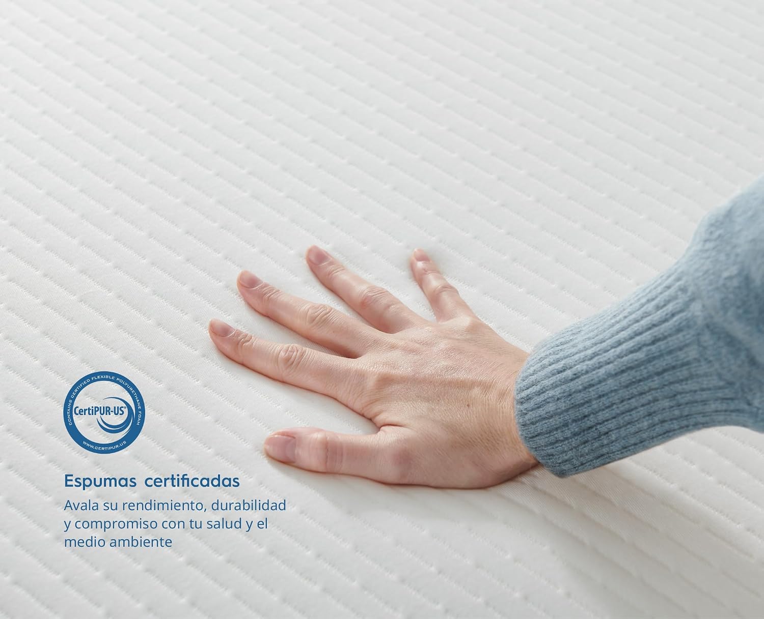Colchón Luuna Blue + 1 base de cama + 2 almohadas ajustables de espuma viscoelástica