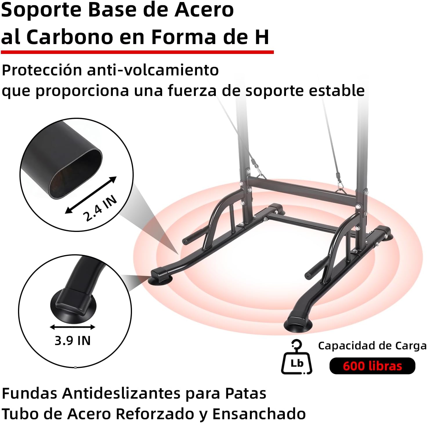 GOHOMKIC Barra para Dominadas, Gimnasio en Casa Estación de Dominadas Multifuncional, Barra de Dominadas de Altura Ajustable con Protector de Espalda y Almohadillas para los Codos