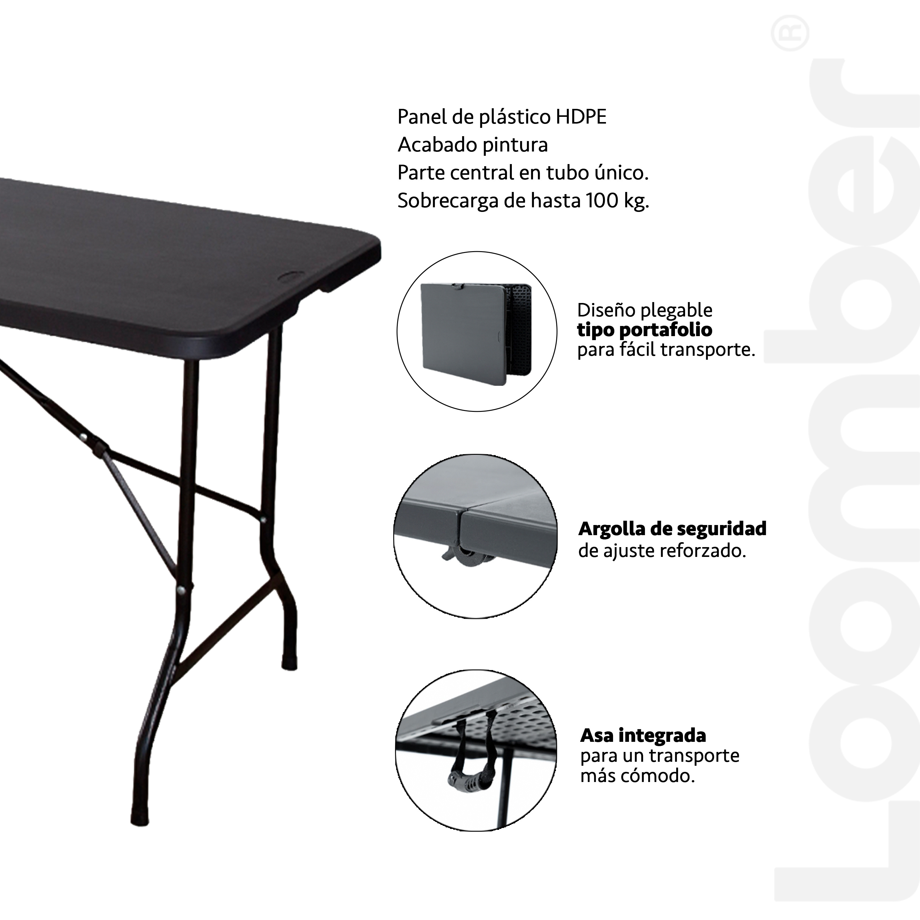 Combo Toldo Blanco 3x3 + 2 mesas plegables negras verona 1.80