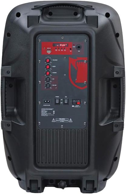 MITZU KSW-4015 Bocina 15" Luz Tipo Flama Ksr-Link, Recargable, Bluetooth, USB, Micro SD, FM, Aux, 1 Mic Alambrico, Stand, 40W RMS Negro