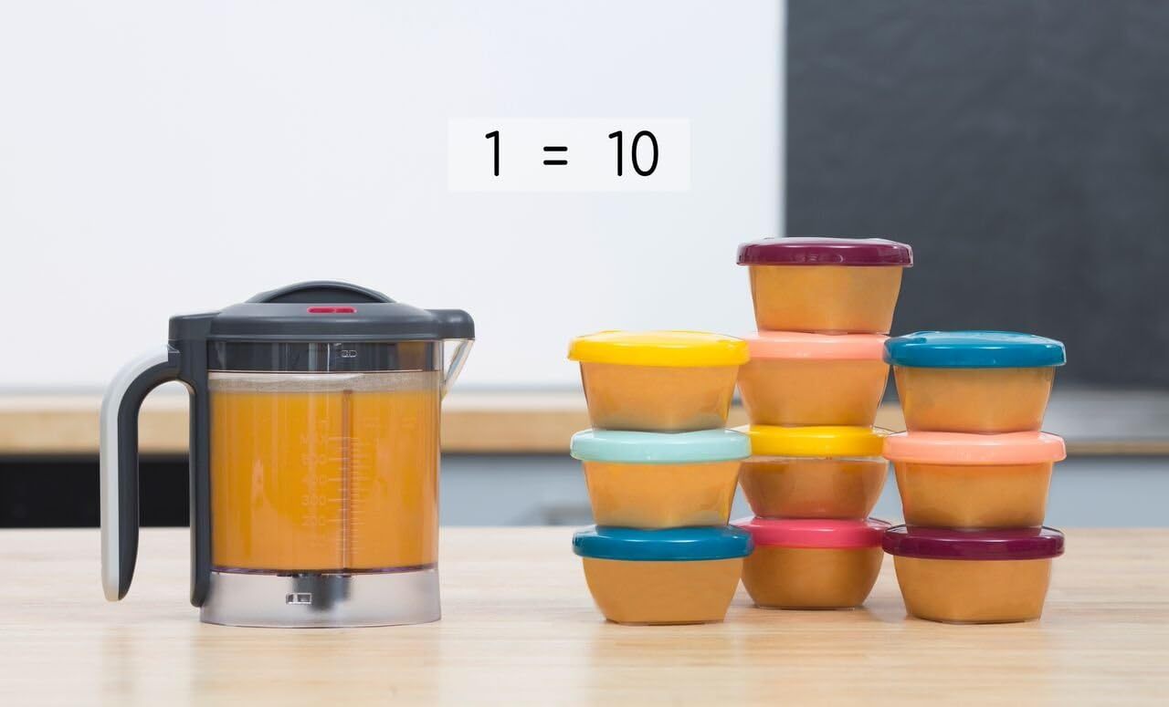 Babymoov Duo Meal 6 en 1: Procesador de Alimentos para Bebés con Vaporizador y Licuadora de Velocidades Múltiples, Calienta y Descongela (Aprobado por Nutricionistas), Gris