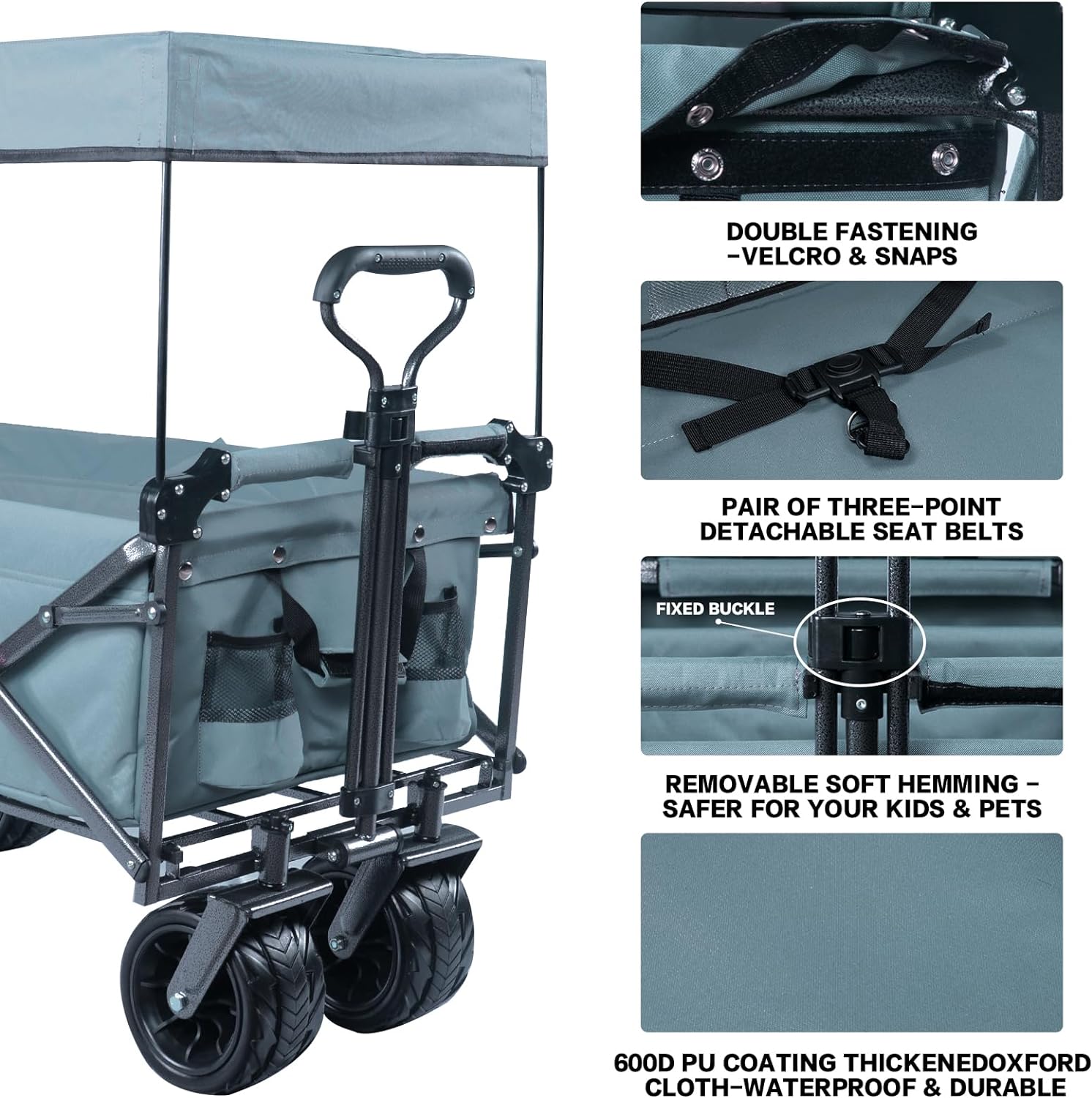 Bicicleta plegable resistente con parte superior extraíble, ruedas grandes de 4 pulgadas, frenos, mango ajustable, bolsa refrigeradora para jardín y playa al aire libre