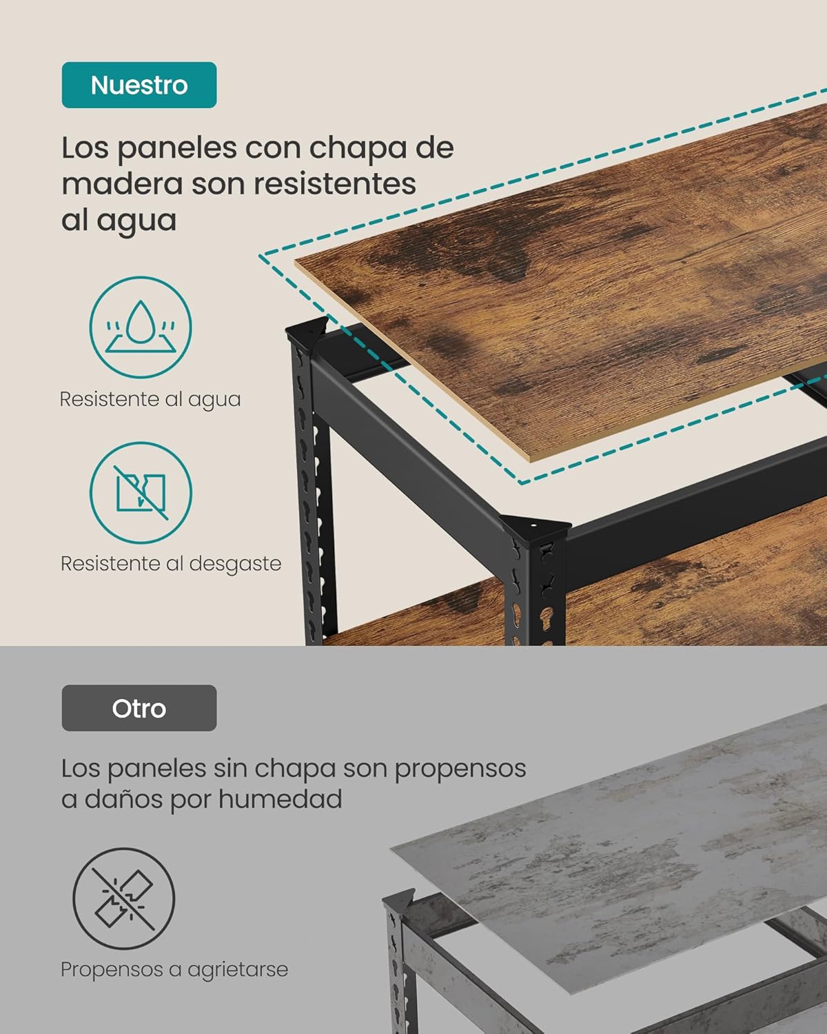 SONGMICS Estantería de Almacenamiento de 5 Niveles, Montaje sin Tornillos, Estantes Ajustables, 45 x 90 x 180 cm, Marrón Rústico y Negro MGLR450BZ02.