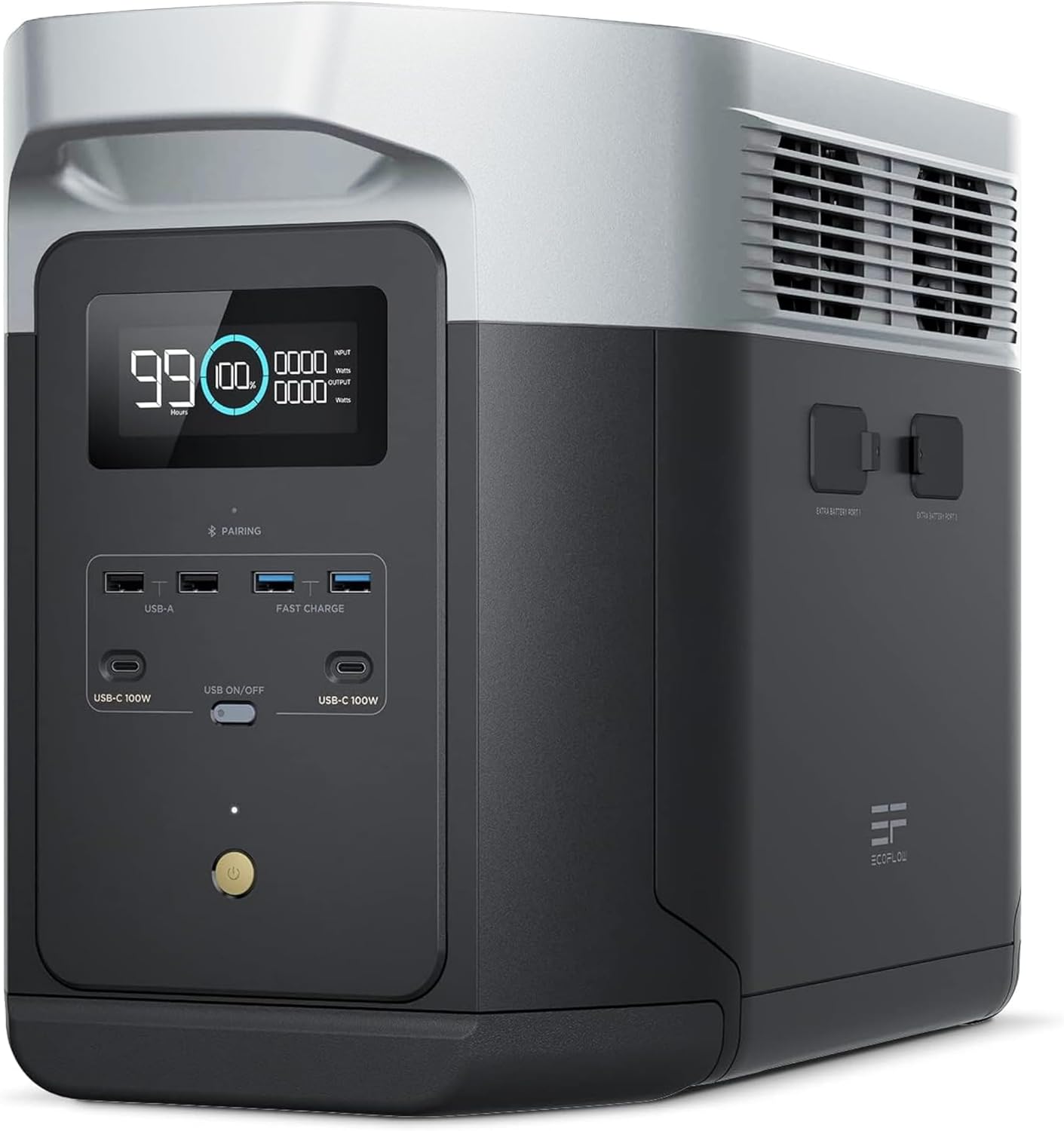 EcoFlow 2048Wh Estación de Energía Portátil DELTA 2 Max, Batería LFP de Expandible a 6 kWh, Carga Completa en 1 Hora, Potencia de Hasta 3100W, Generador Solar Silencioso para Hogar, Camping, RV