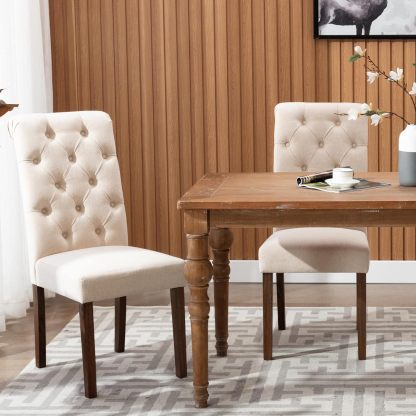 COLAMY - Juego de 6 sillas de Comedor con Botones y tapizadas, con Patas de Madera Maciza y Asiento Acolchado para Comedor, Cocina, Color Gris