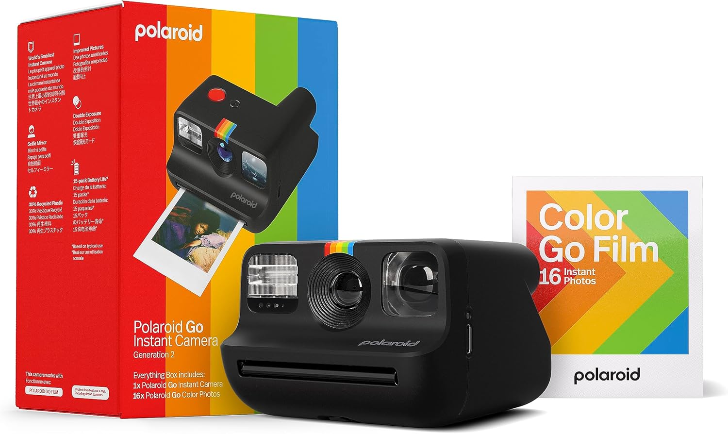 Polaroid Go Generation 2 - Mini cámara instantánea + Paquete de película (16 Fotos Incluidas) - Blanco (6282)