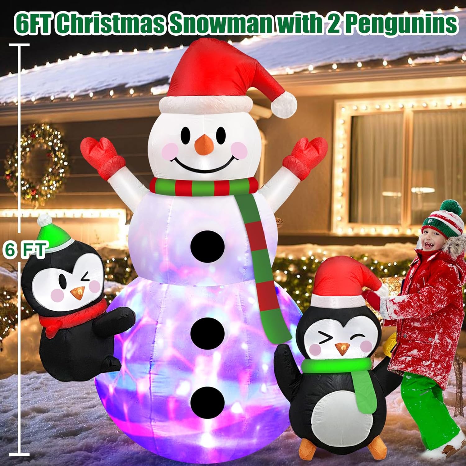 Danxilu 1.83M Arbol de Navidad Inflable con Papá Noel Perro Decoraciones al Aire Libre, Inflables Navidad Arbol Santa Claus para el Patio Inflables Navideños Decoración Iluminada con Leds