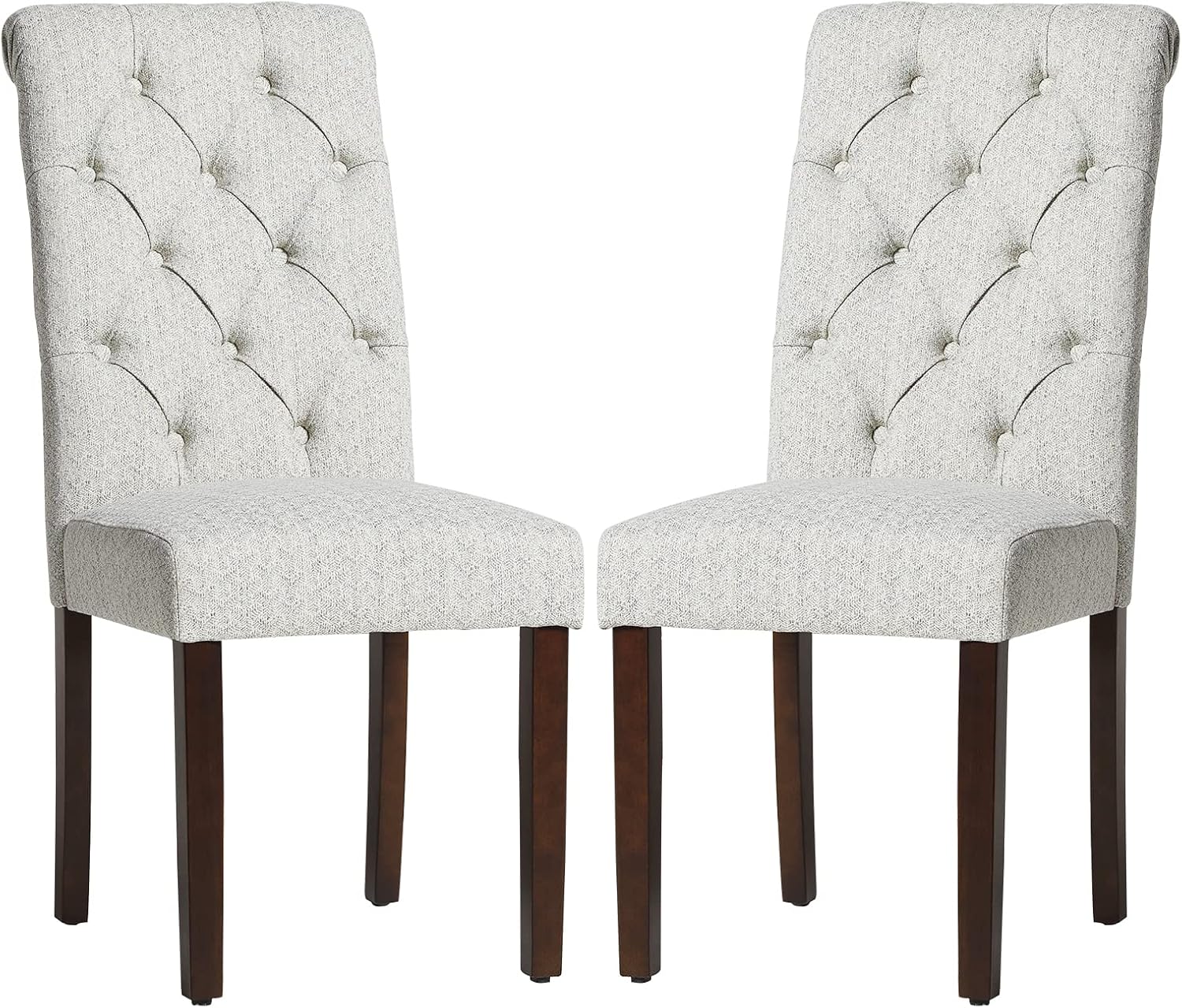 COLAMY - Juego de 6 sillas de Comedor con Botones y tapizadas, con Patas de Madera Maciza y Asiento Acolchado para Comedor, Cocina, Color Gris