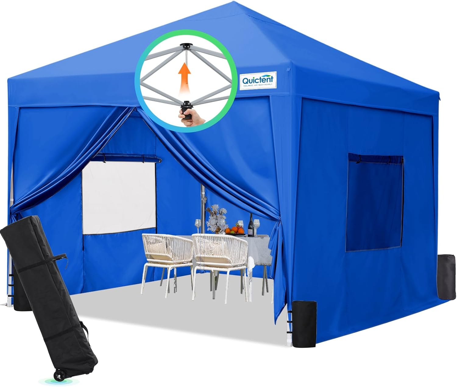 Quictent - Tienda de campaña desplegable de privacidad de 10 x 10 pulgadas con paredes laterales y ventanas ventiladas enrollables, configuración para una persona, fácil refugio para eventos