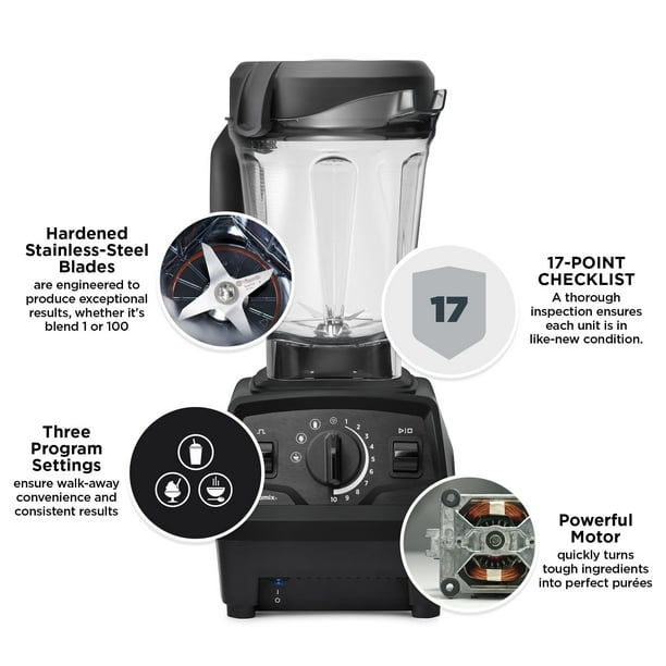 Vitamix Explorian Blender with Programs, Professional-Grade, 64 oz. Low-Profile Container, Slate (Renewed Premium)