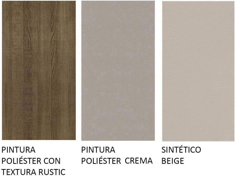 Madesa Juego de Comedor, Mesa con Tablero de Madera y 6 Sillas Jaíne - Marrón/Crema/Beige