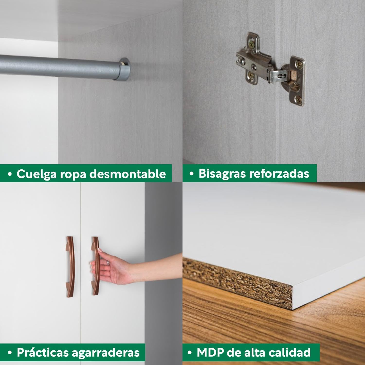 Kingshouse | Ropero De 6 Puertas con 2 Cajones – Color Café – Barra para Colgar – Estructura MDP – Mueble Organizador De Ropa – Armario para Casa, Recámara y Hogar