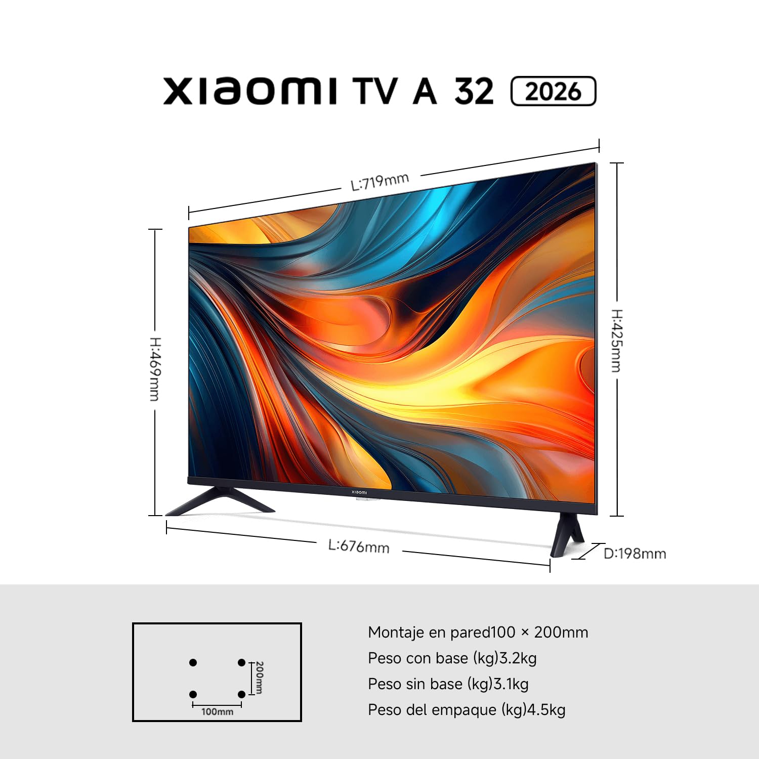 XIAOMI TV A 32 2026 | Google TV | Diseño Elegante con Bisel Ultrafino | Dolby Audio DTS:X + DTS Virtual:X1 | Voice Control