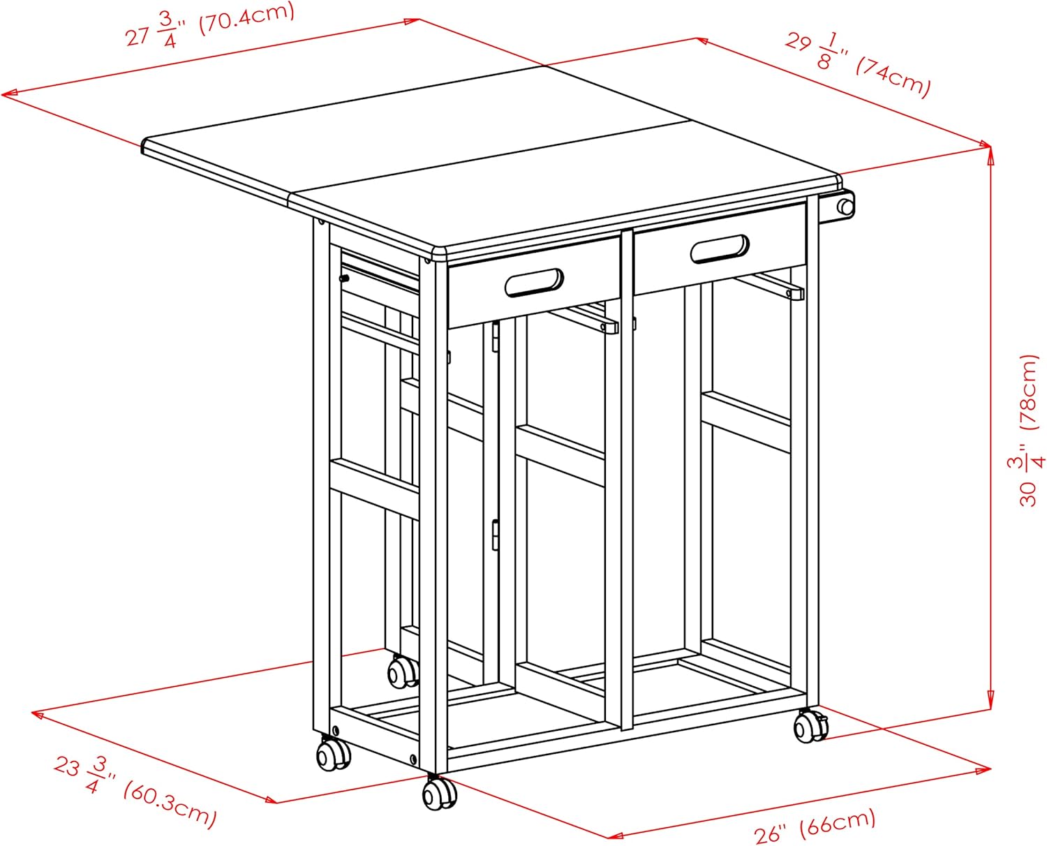 Winsome Wood 23330 Mesa Suzanne 3-Pack Space Saver Set, Coffee
