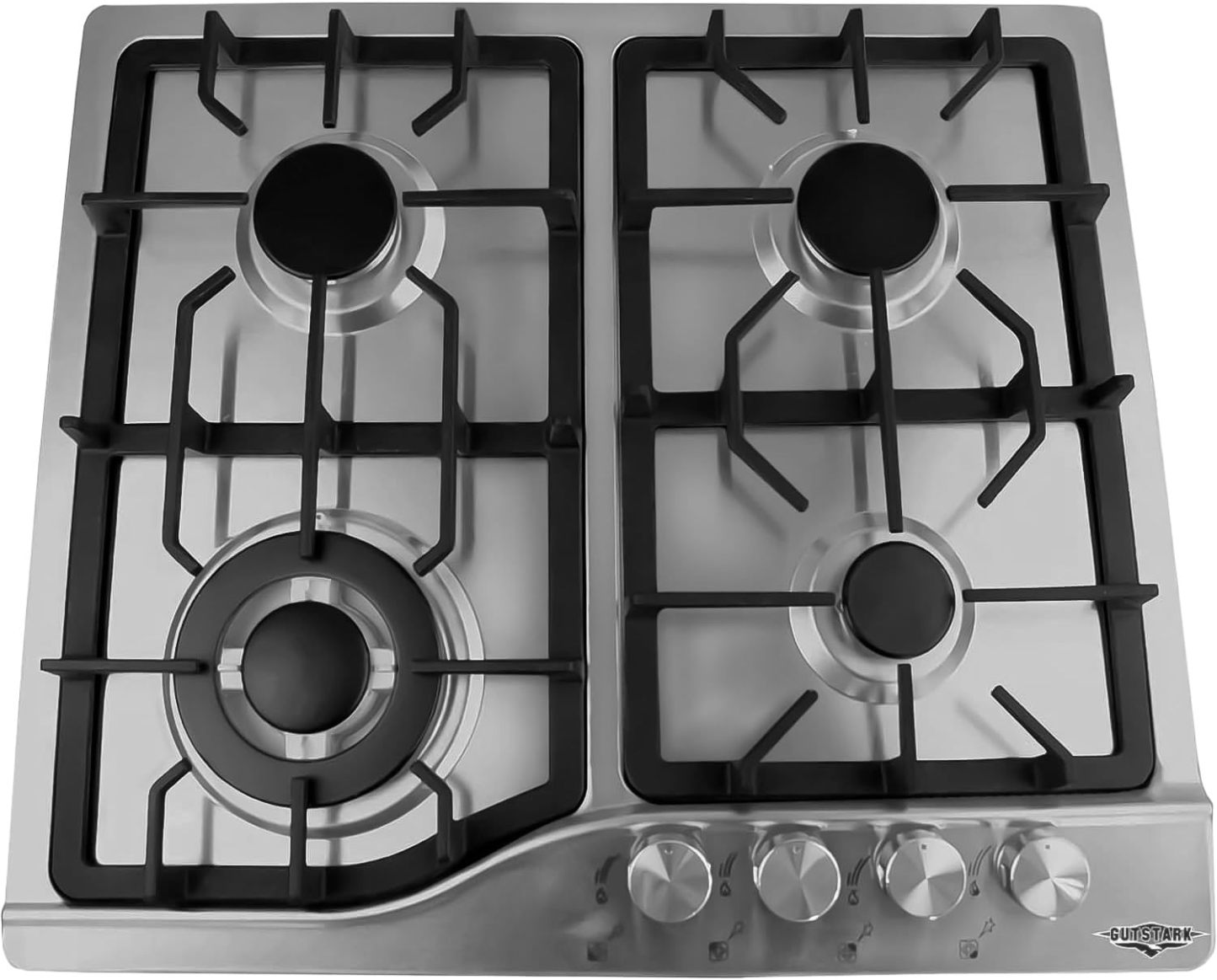 Just Home - Gutstark Parrilla de Gas Empotrable (Natural o LP) Parrilla 4 Quemadores Acero Inoxidable Parrilla para Cocina Encendido Electronico Medidas (59x45x9cm) Estufa Empotrable 4 Quemadores