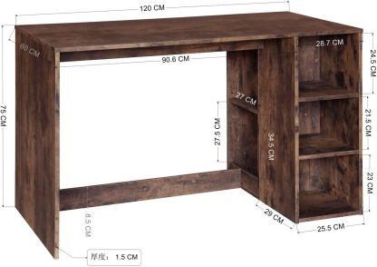FurnitureR Escritorio para Computadora de Oficina con Almacenamiento Escritorio de Trabajo y Estudio con 5 Estantes Mesa Portátil para Estudiantes Escritorio de Escritura Moderno Haya y Blanco-Bolígrafo de carbono metálico, bolígrafo de firma negro.